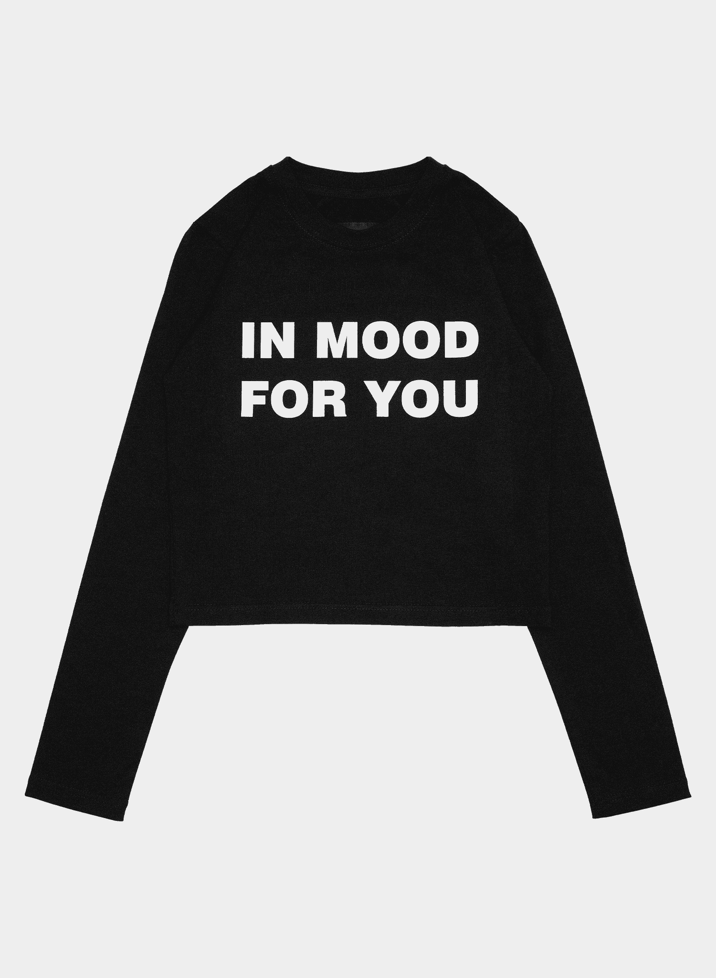 IN MOOD FOR YOU Black Long Sleeve Crop Top