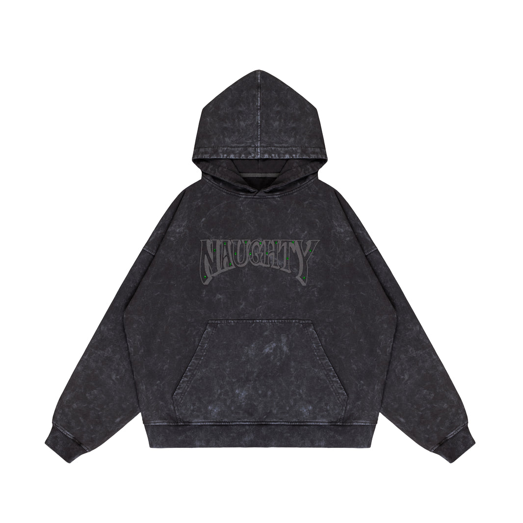 “Fire Hearts” Black Washed Hoodie