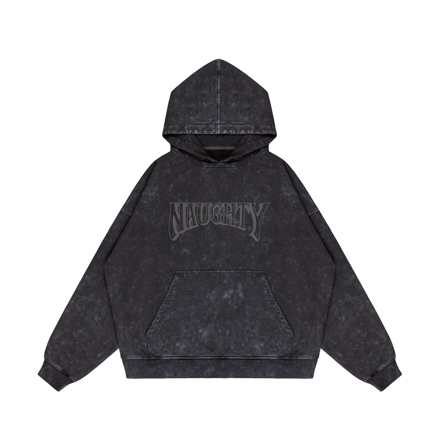 “Fire Hearts” Black Washed Hoodie