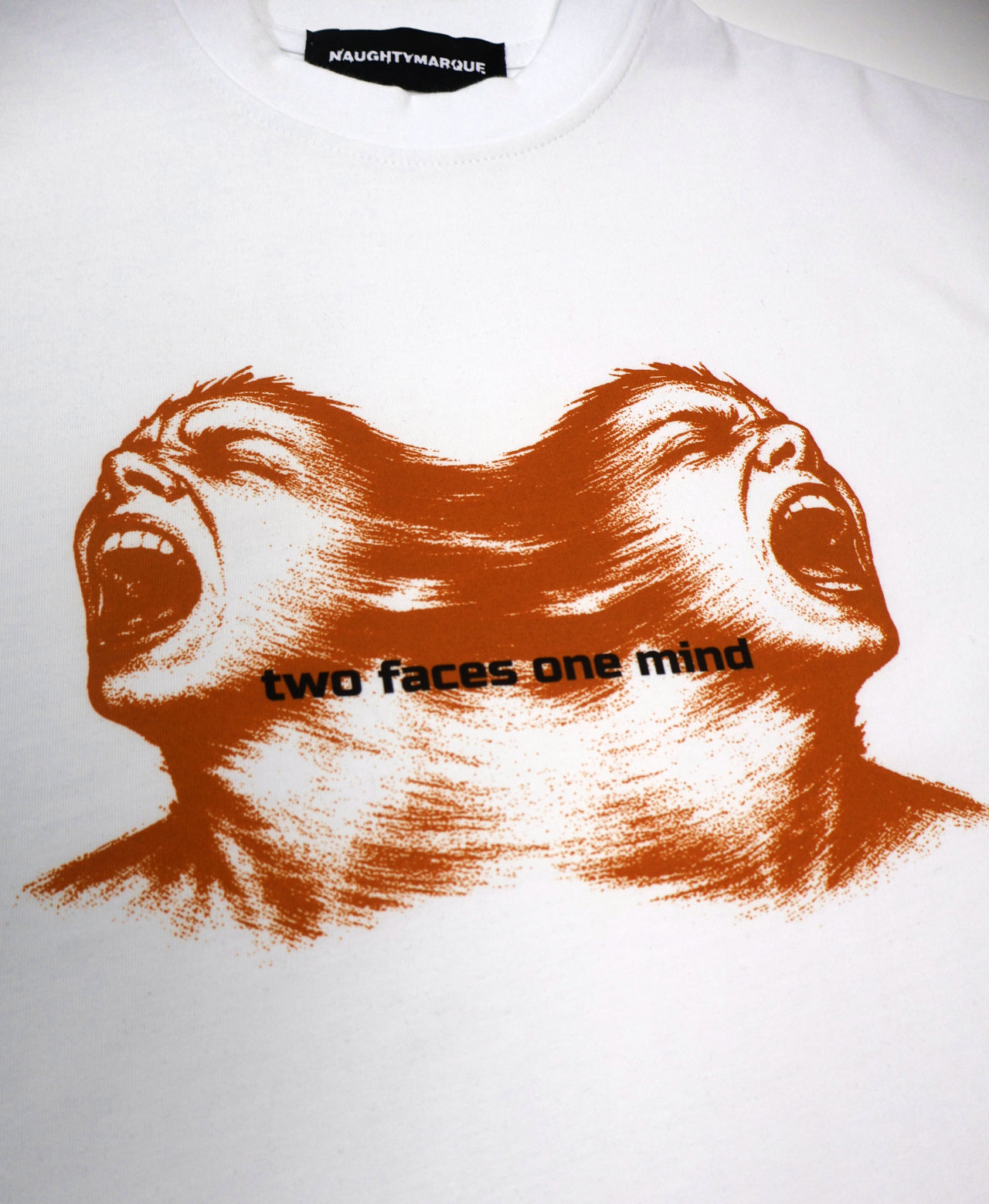 "Two Faces" White T-Shirt Boxy