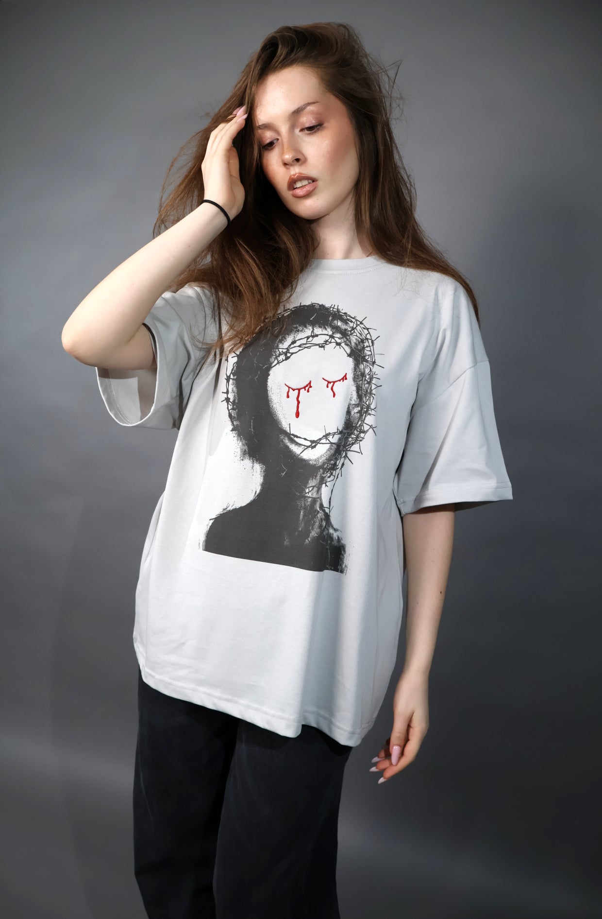 "Bloody Tears" Grey T-shirt Oversize