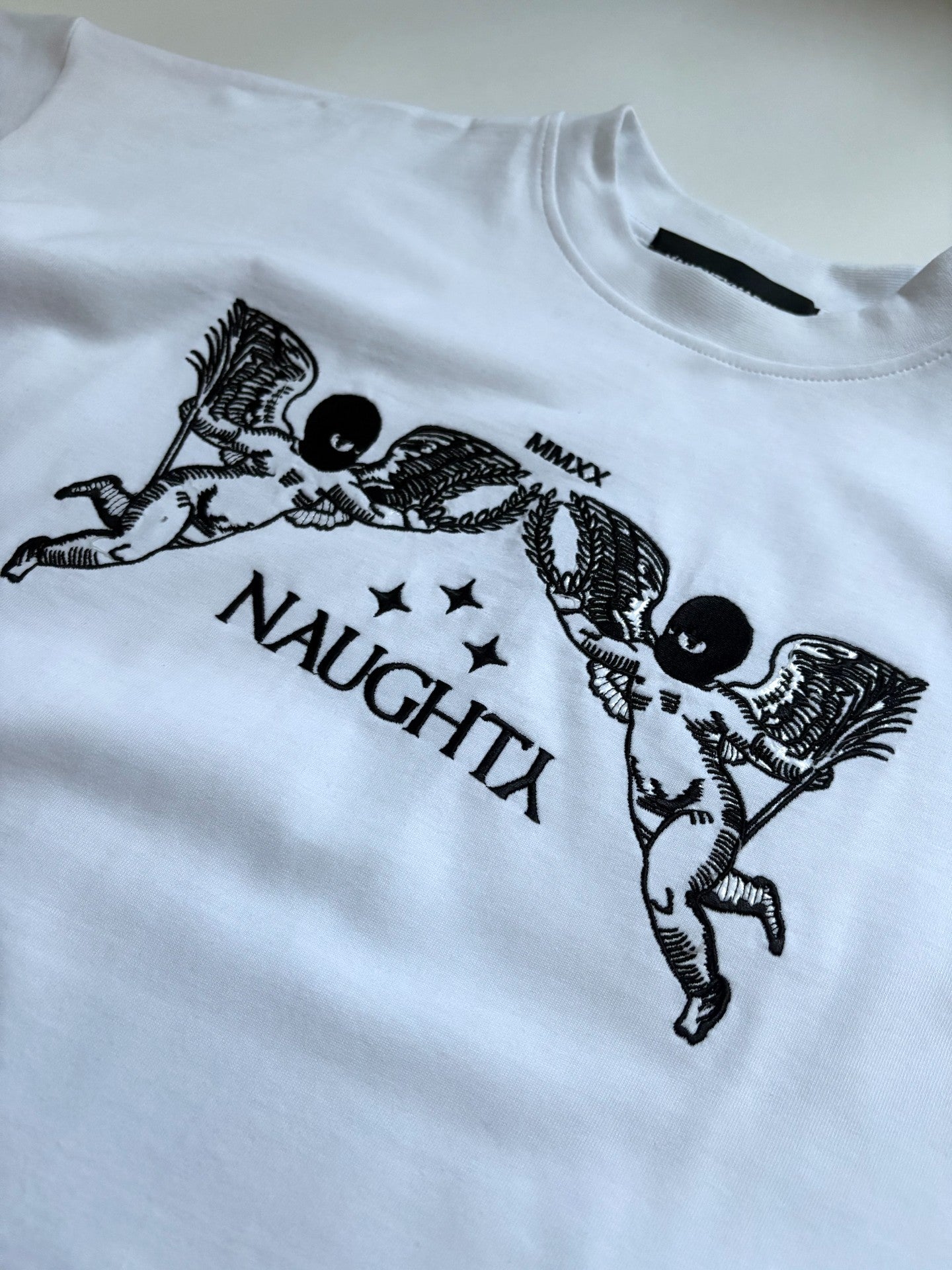 "Naughty Angels" White T-Shirt Boxy