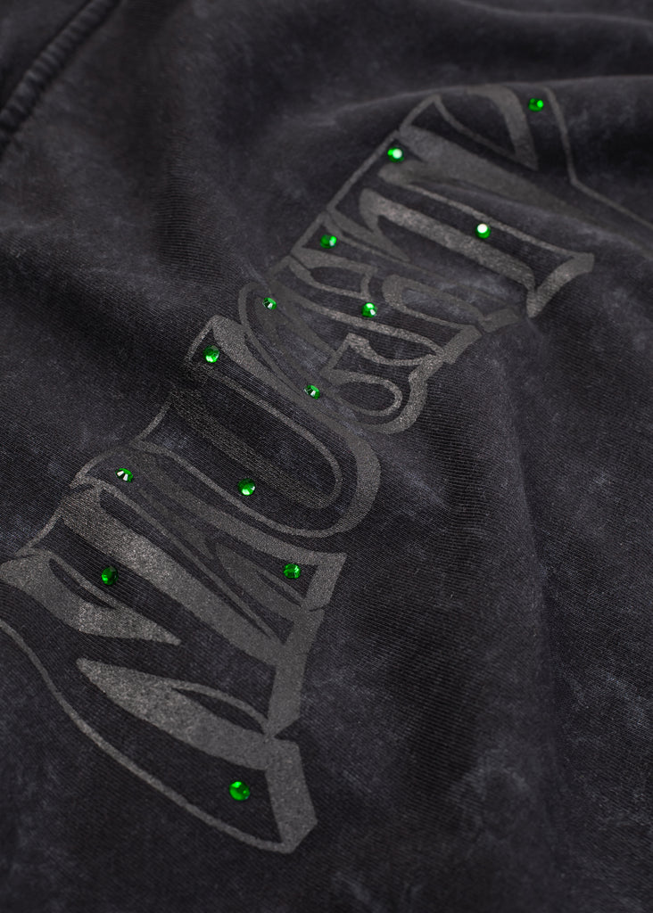 “Fire Hearts” Black Washed Hoodie