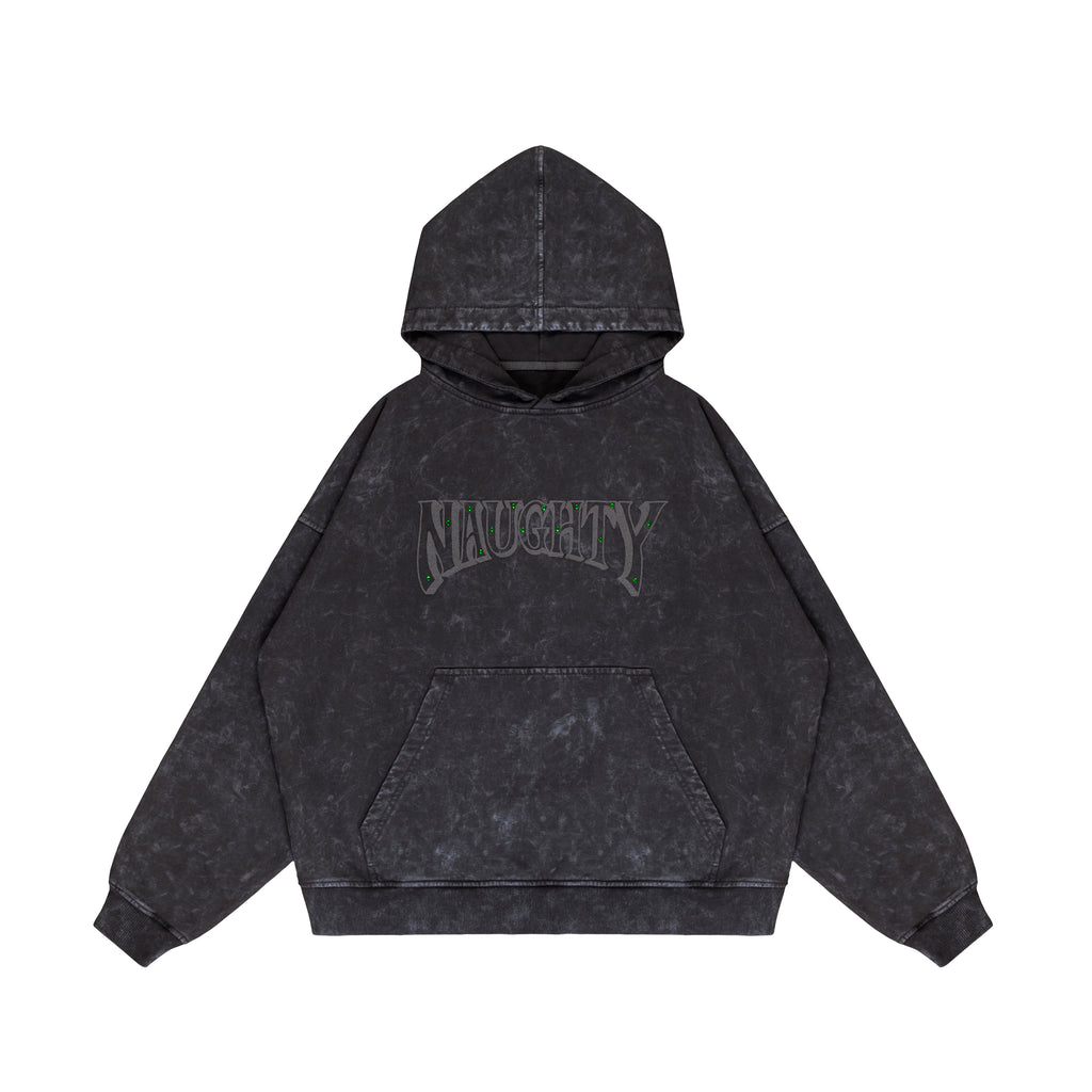 “Fire Hearts” Black Washed Hoodie