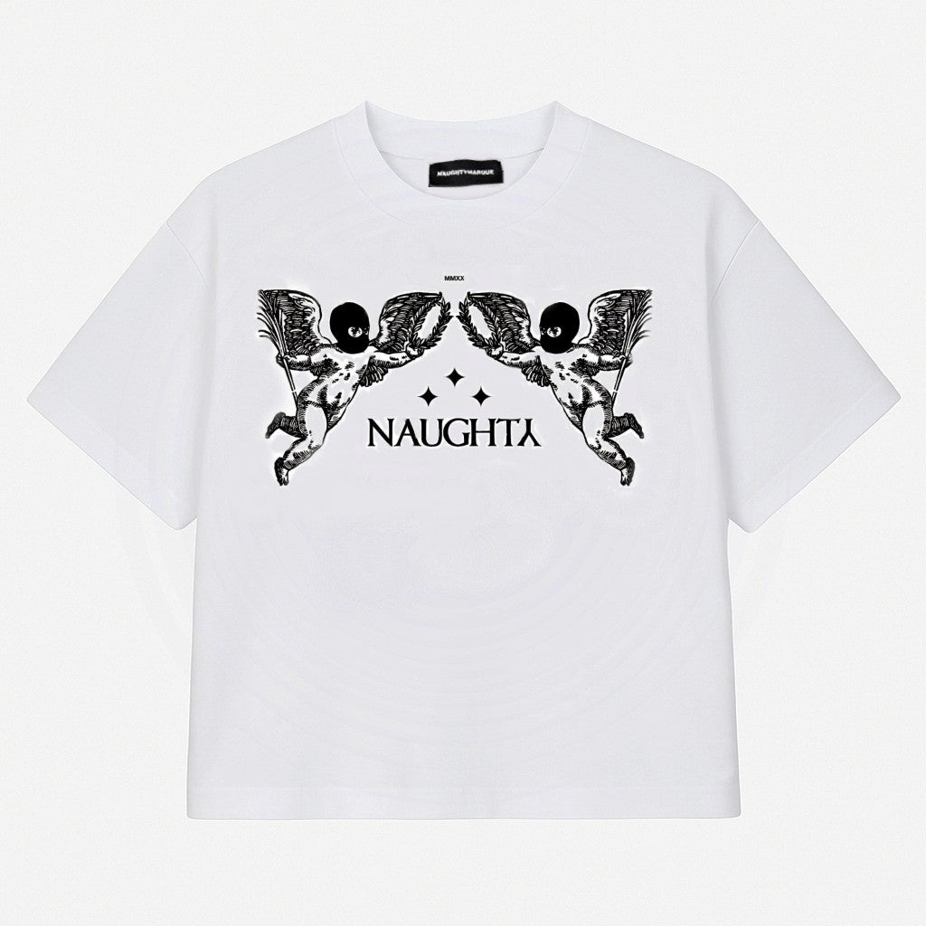 "Naughty Angels" White T-Shirt Boxy